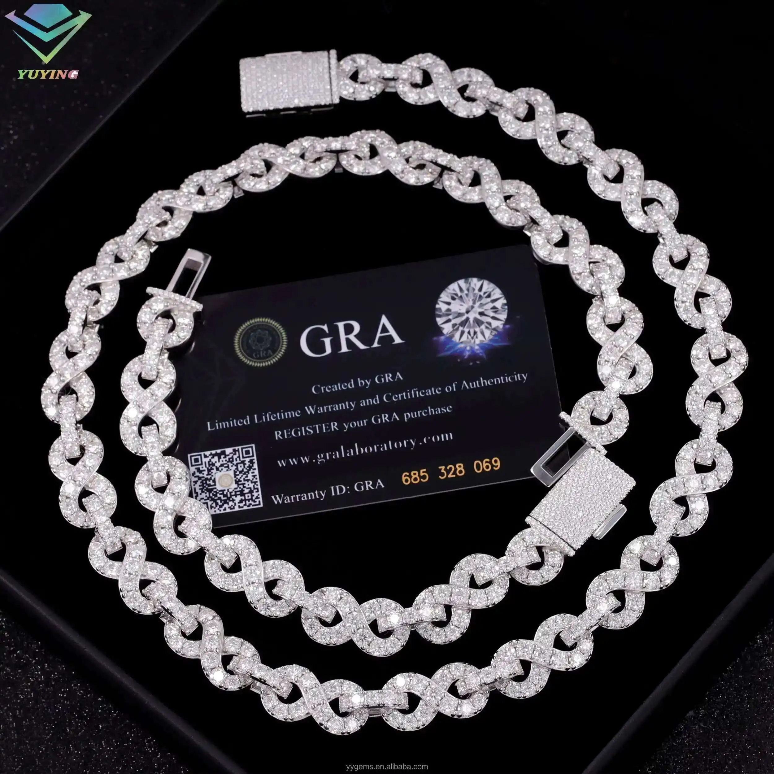New Design Infinity Cuban Link Chain Fine Jewelry 13mm S925 Silver VVS Moissanite Diamond Cuban Chain Hip Hop Necklace for Men
