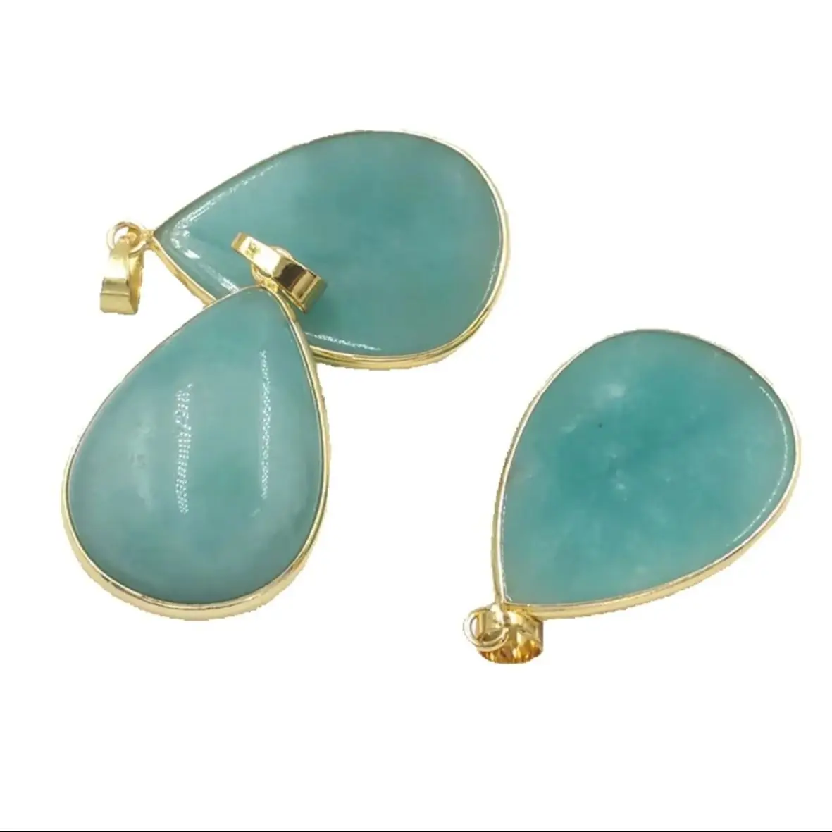 WT-P1642 WKT Women Stone Pendant For Necklace Water Drop Shape  Glossy Green Natural Stone Pendant For Gifts Procurement