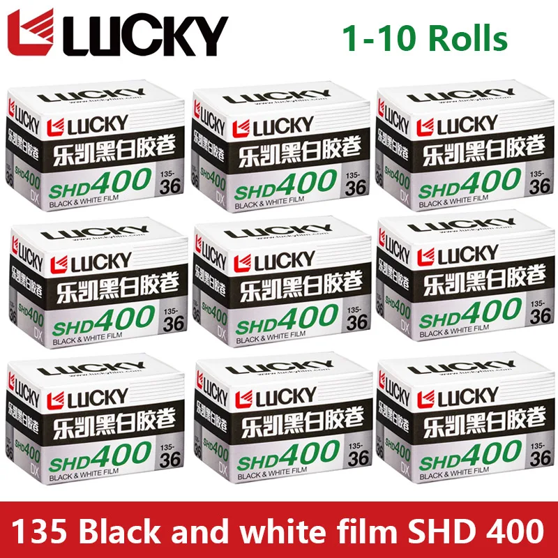CHINA LUCKY 135 흑백 필름, DX 코드 ISO 400 노출, 만료일 2027, SHD400 36 매, 1 3 5/10 롤