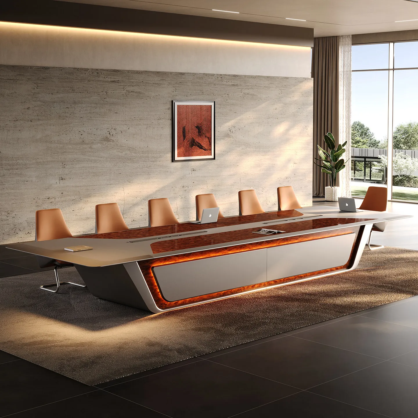 Large High-end Modern Minimalist square Conference Table Chair Set MDF Material Modular Design 12-seater Hotel Office Furniture