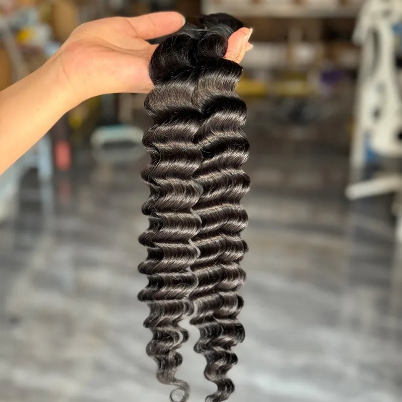 15A 인모 벌크 딥 웨이브 워터 웨이브 인모 100% 처리되지 않은 비 레미 헤어는 파마 및 염색 가능 50g/PC 18-22''