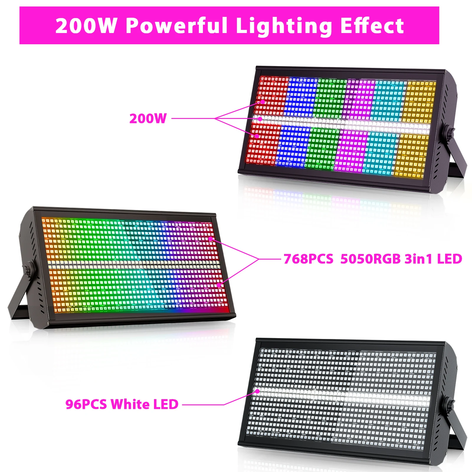 Imagem -05 - Rgb Led Luzes Estroboscópicas Mistura de Cores Efeito Arco-íris Exterior Parede Lavagem Luz Palco Efeito Luz Projetor Iluminação Construção Peças