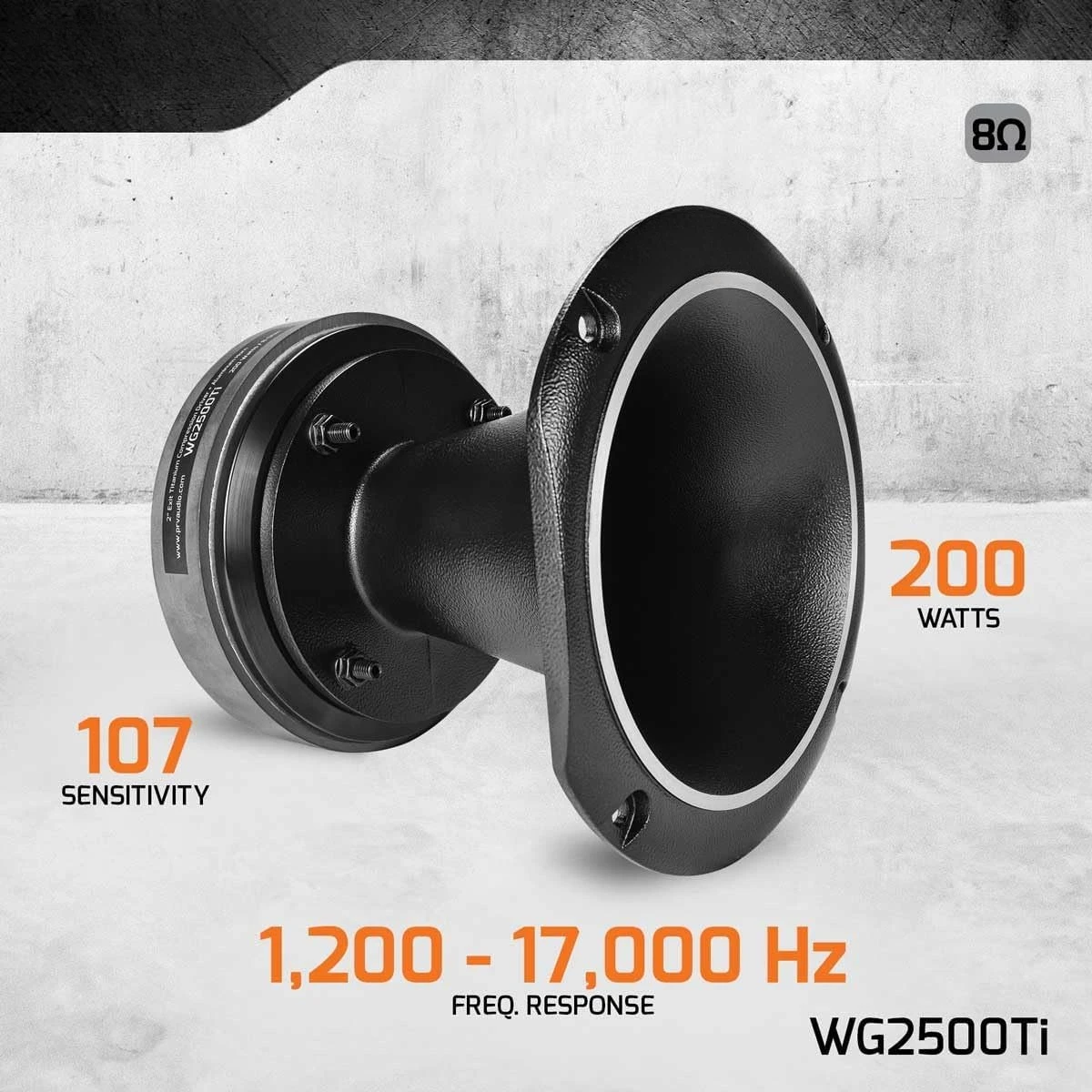 

WG2500Ti 200 Watts 2" Exit High Frequency Horn Driver 8 Ohm 107dB PRO Audio Titanium Compression Driver with Aluminum Horn