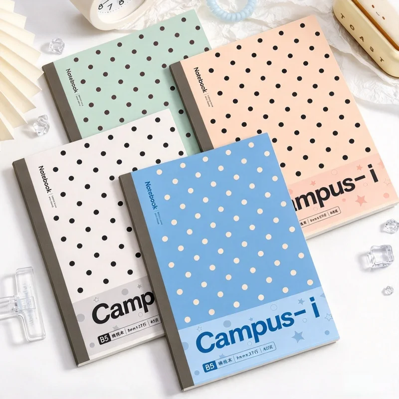 1Pc Random Color A5 Polka Dot Notebook, Ins Style Simple Soft Cover Journal, High Appearance Notepad for Students