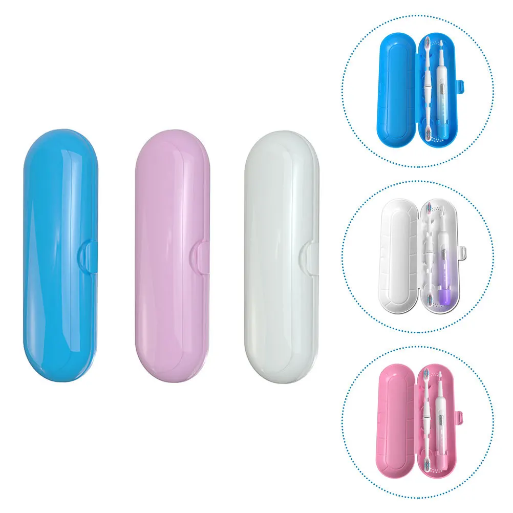 

3Pcs Portable Toothbrush Storage Container Electric Toothbrush Box Reusable Dust-Resistant Case Buckle Seal