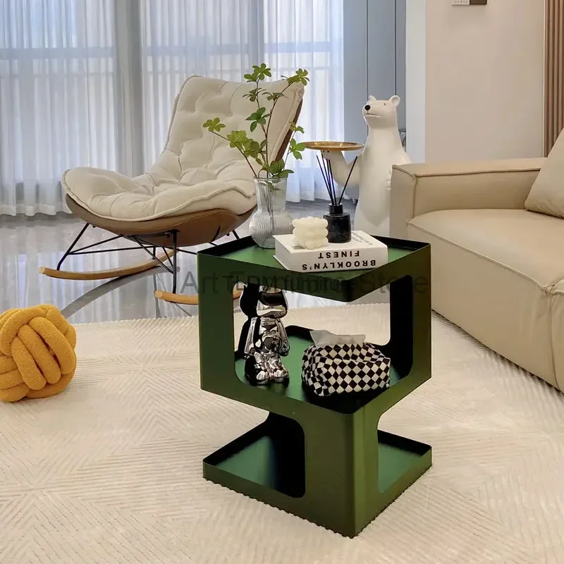 

Modern Sofa Side Table Nordic Simple And Light Luxury Living Room Iron Art Board Small Tea Corner Table Bedside