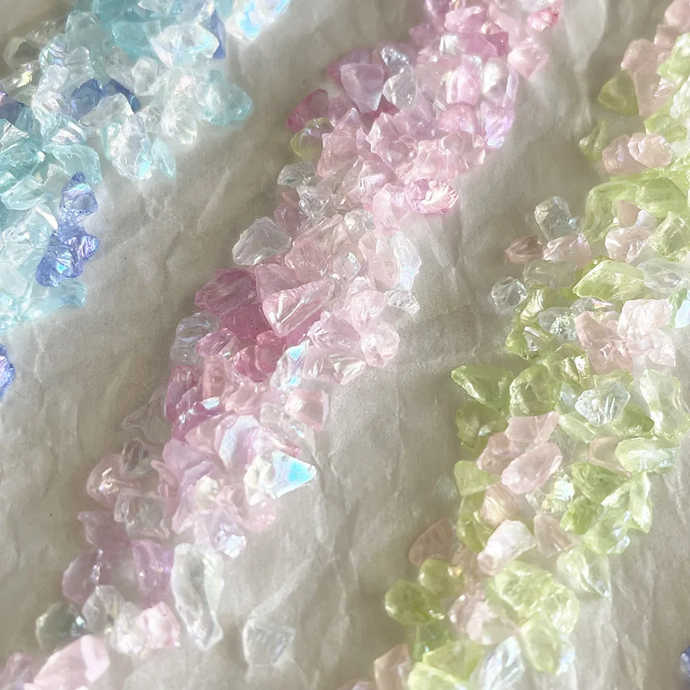 -Spring Gravel- Soft Colors Irregular Crystals Pink Blue Green Clear White Pebbles Nail Filling 3D Adorning Broken Stones 404art