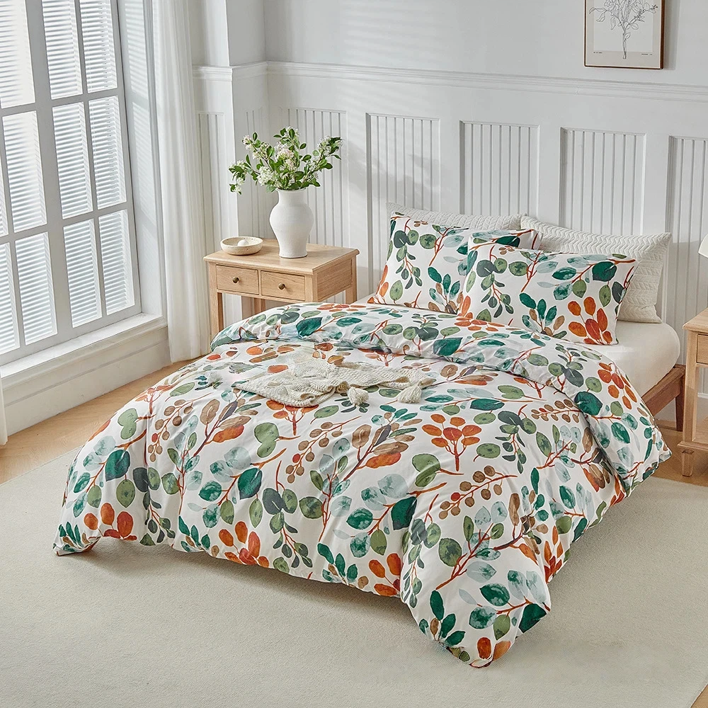 Floral Duvet Cover Set with Pillowcase Twin Queen King 2/3 Pieces Bedding Set Reversible Comforter Soft Chic Cover Quilt Cover