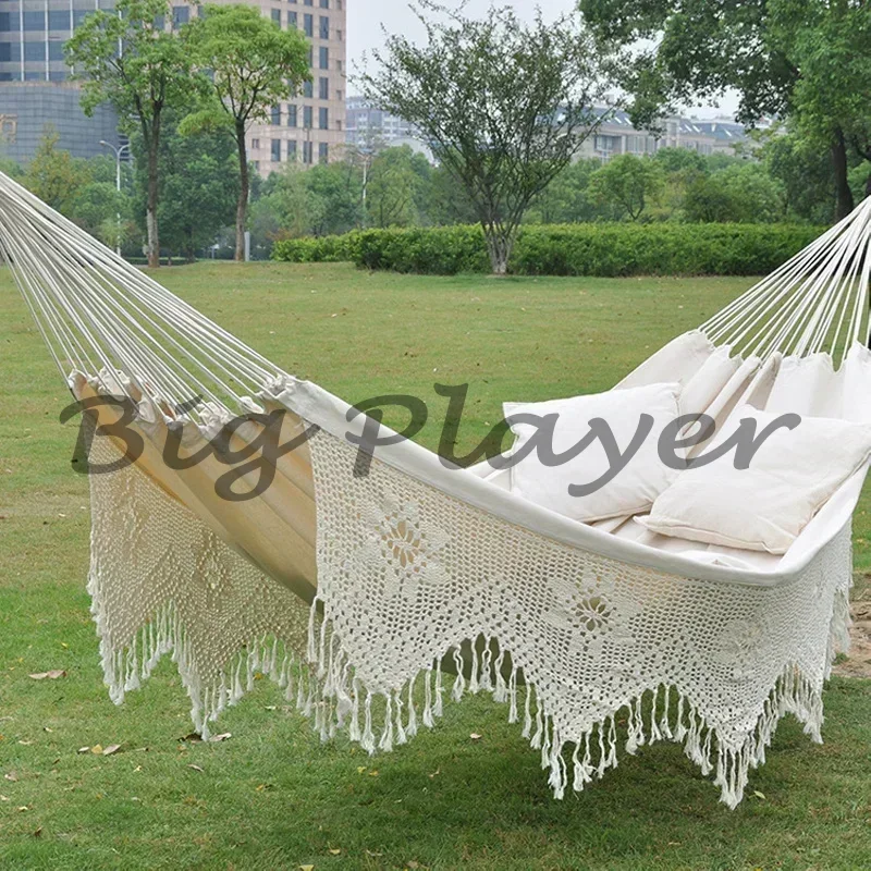 

Maximum 300kg Hammock Large Brazilian Macrame Bohemia Tassel Hammock Swing Net Chair Out/Indoor Hanging Hammock Swings