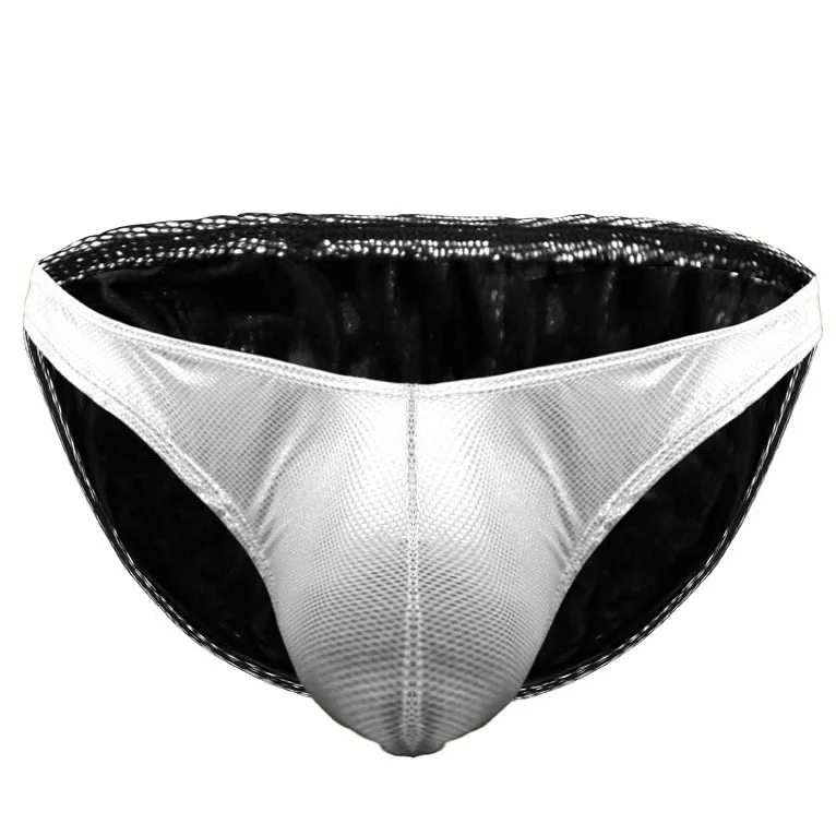 

Блестящая искусственная кожа для мужчин с покрытием в горошек, крутые облегающие бедра, трусы для геев с низкой посадкой, U-образные выпуклые трусы с мешочком, бикини для ночного клуба