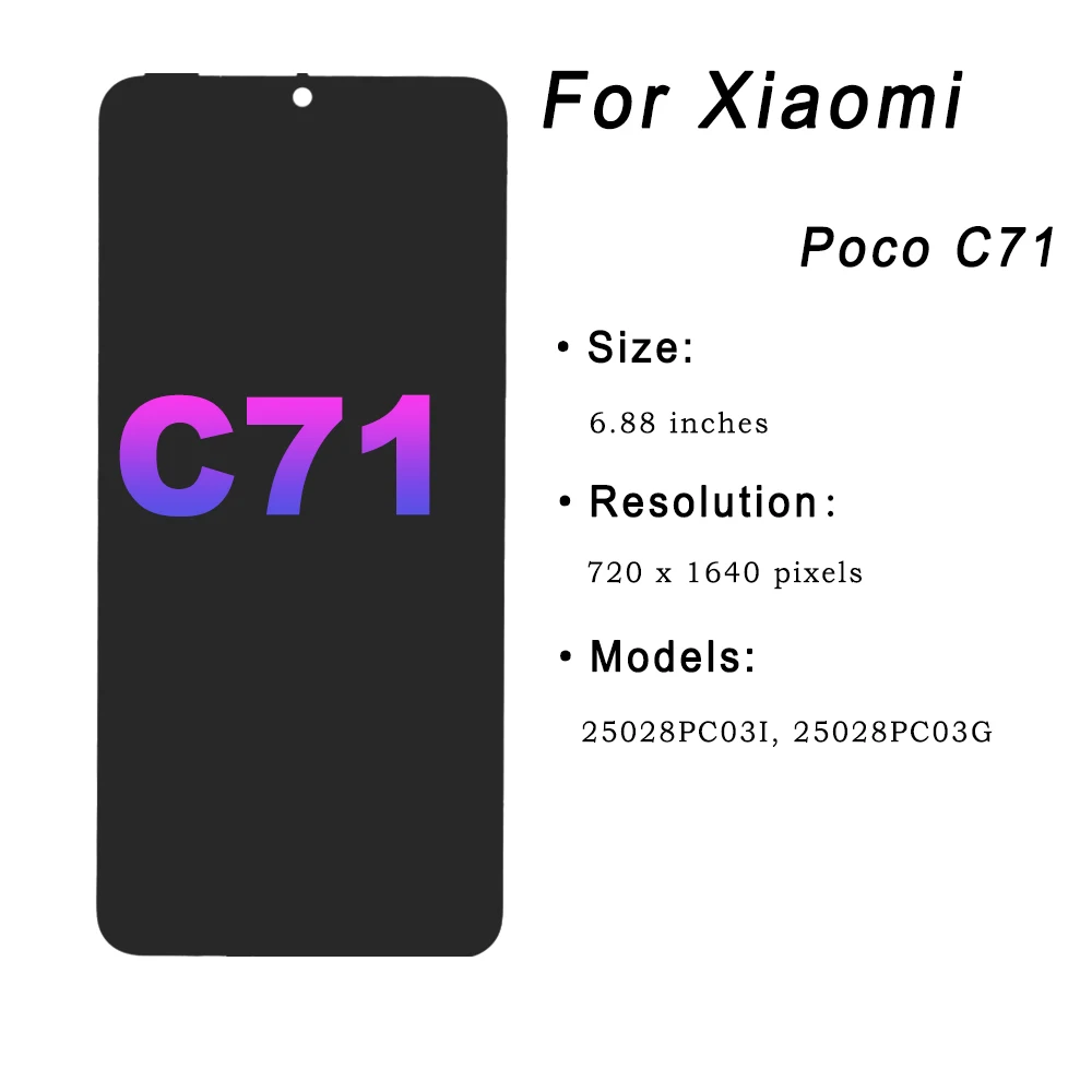 LCD for POCO C71 25028PC03I 25028PC03G Display Touch Screen
