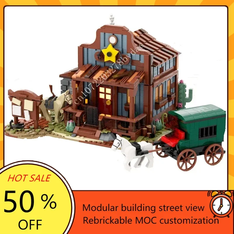 1570PCS Sheriff`s Office Modular MOC Creative street view Model Custom Puzzle Architecture DIY Education Assembly Model Gifts