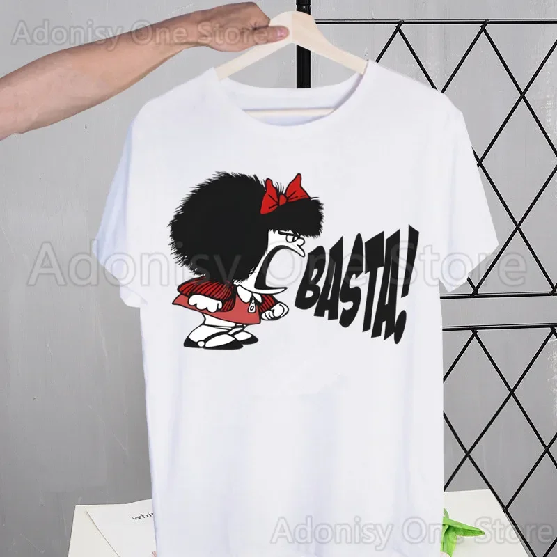 Mafalda T Shirt Summer Short Sleeve Printed Chewing Print Funny Harajuku Tshirt Tops Men\'s T-shirt Streetwear