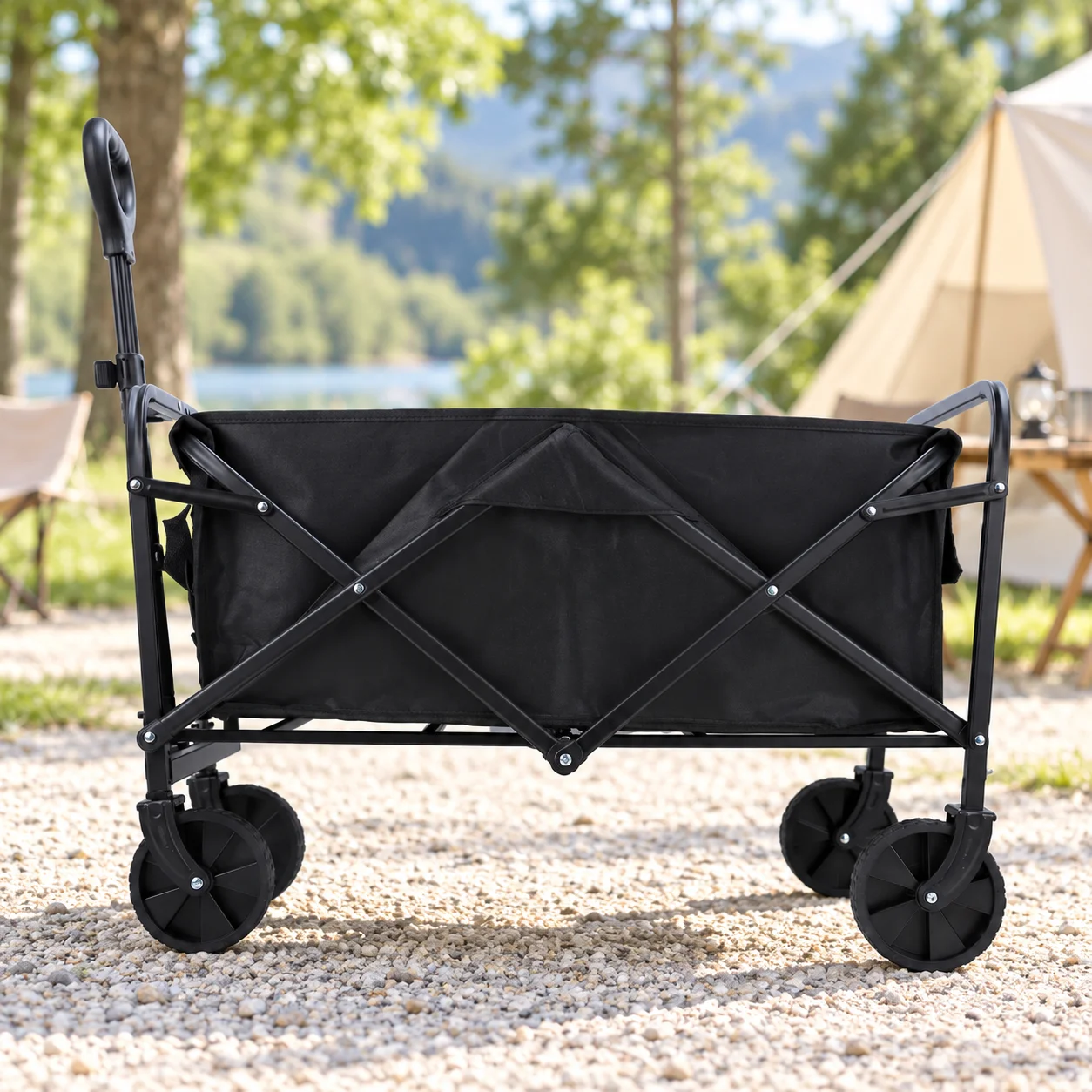 4 Inches Stainless Steel Four-wheel Folding Tool Cart With Wheels Portable Outdoor Camping Shopping Cart