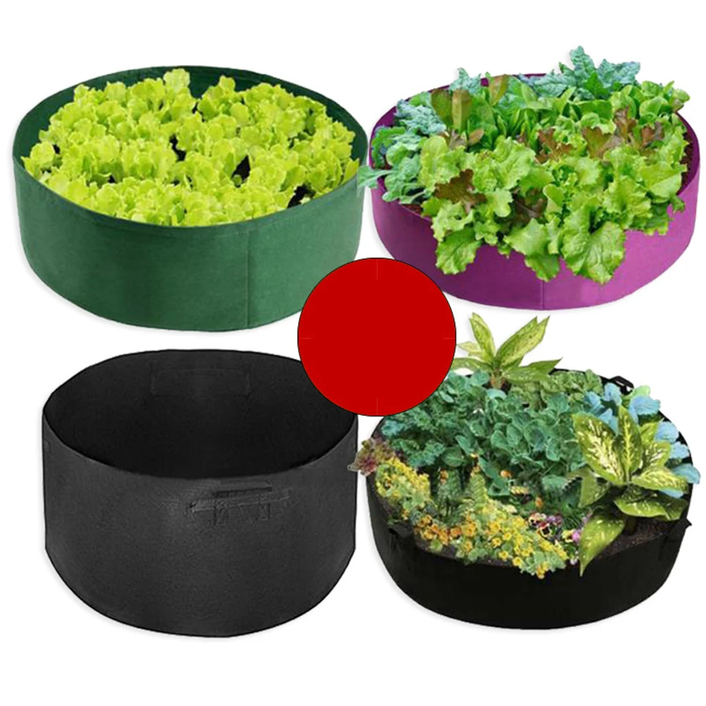 

2pcs Felt Planting Bags Reusable Breathable Fabric Planters Garden Containers Thickened Growing Pouch for Balcony Farm Home Use