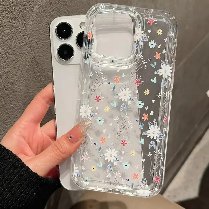 Korean Cute Flower Soft Silicone Case For Xiaomi Redmi Note 13 12 Pro Plus 5G 13 12S 11S 11 10 Redmi 12 4G 13C Transparent Cover