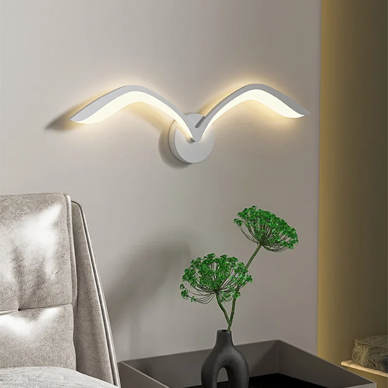 Imagem -05 - Moderna Lâmpada de Parede Led Sala Estar Quarto Cabeceira para Corredor Luz Parede Criativa Gaivota Decoração Arandela Luminária Lustre