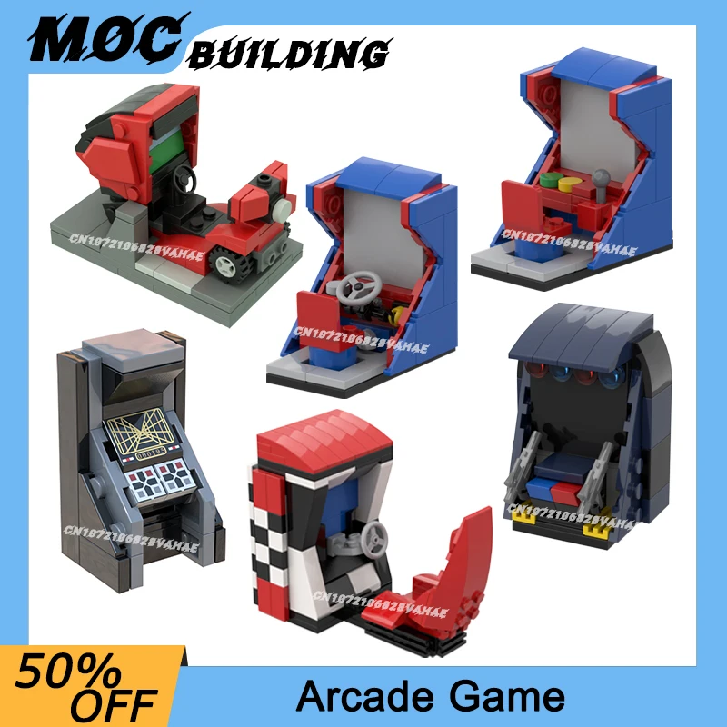 MOC Building Blocks Game Series Scene Modular Arcade Gaming Machine Racing Shooting Model Assembly Bricks Toy Creative Xmas Gift