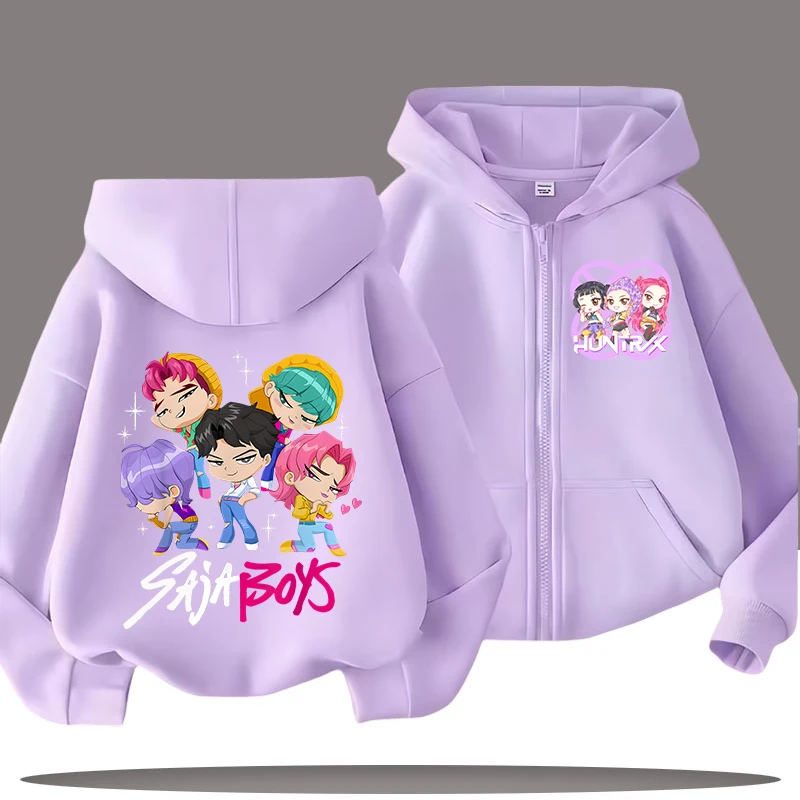 سويت شيرت بغطاء للرأس للأطفال - قميص كاجوال للفتيات من K-pop Demon Hunters - قميص رياضي للأولاد - طباعة كرتونية - معطف خريف/شتاء