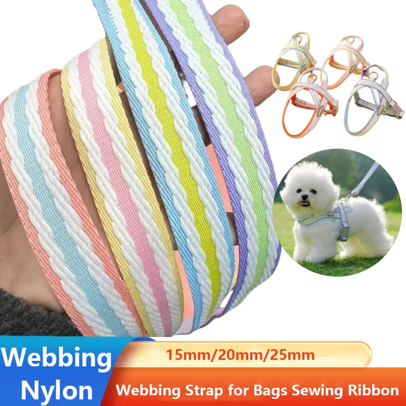 

5/10M 15/20/25mm Webbing Strap for Bags Sewing Ribbon Decoration Belt Sling Nylon Tape Dog Leash Lace Trimming Bais Accessories