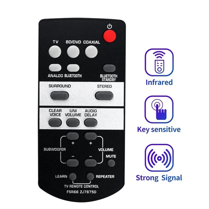 FSR66 ZJ78750 Remote Replacement For Yamaha Sound Bar YAS-103 YAS-105 YAS-106 YAS-107 YAS-108 YAS-207 ATS-1030 ATS-1080