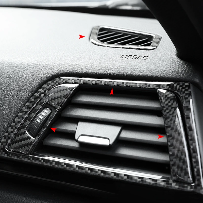 Carbon Fiber Car Interior Air Condition Outlet Vent Cover Sticker Cover Trim For BMW 3 4 Series F30 F32 2013 - 2016 2017 2018