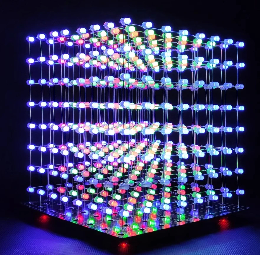 

3D8 Light Cube DIY Kit Красочный 8X8X8 светодиодный однокристальный микрокомпьютер Электронный DIY Производство 3D хост-компьютер