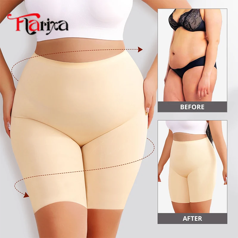 Flarixa Plus Size Safety Pants Women Anti Chafing Shorts for Under Dress Thigh Underwear Invisible High Waist Boyshort Panties