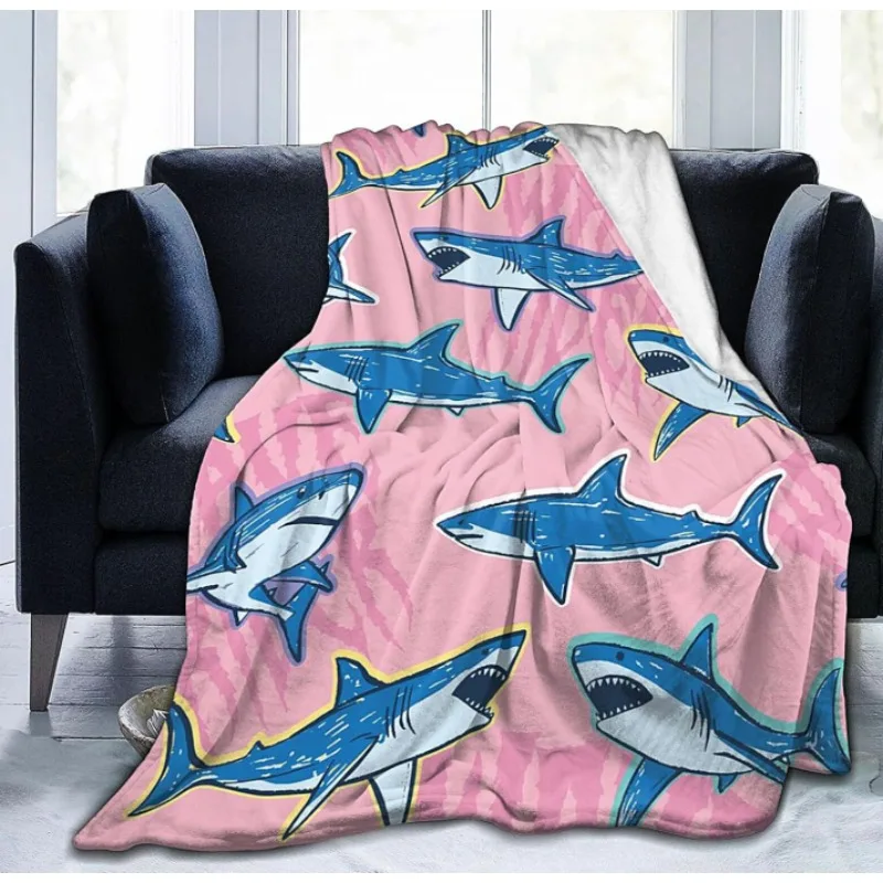 

Одеяло с изображением акулы, мягкое и легкое, подходит для дивана, путешествий, украшения дома, спальни, подходит для детей и взрослых