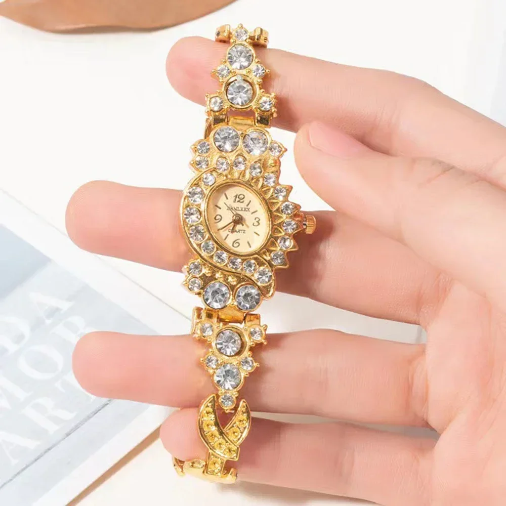 Moda feminina relógio de ouro quartzo luxo pulseira cristal aço senhoras relógio de pulso mulher pulseiras com caixa montre femme