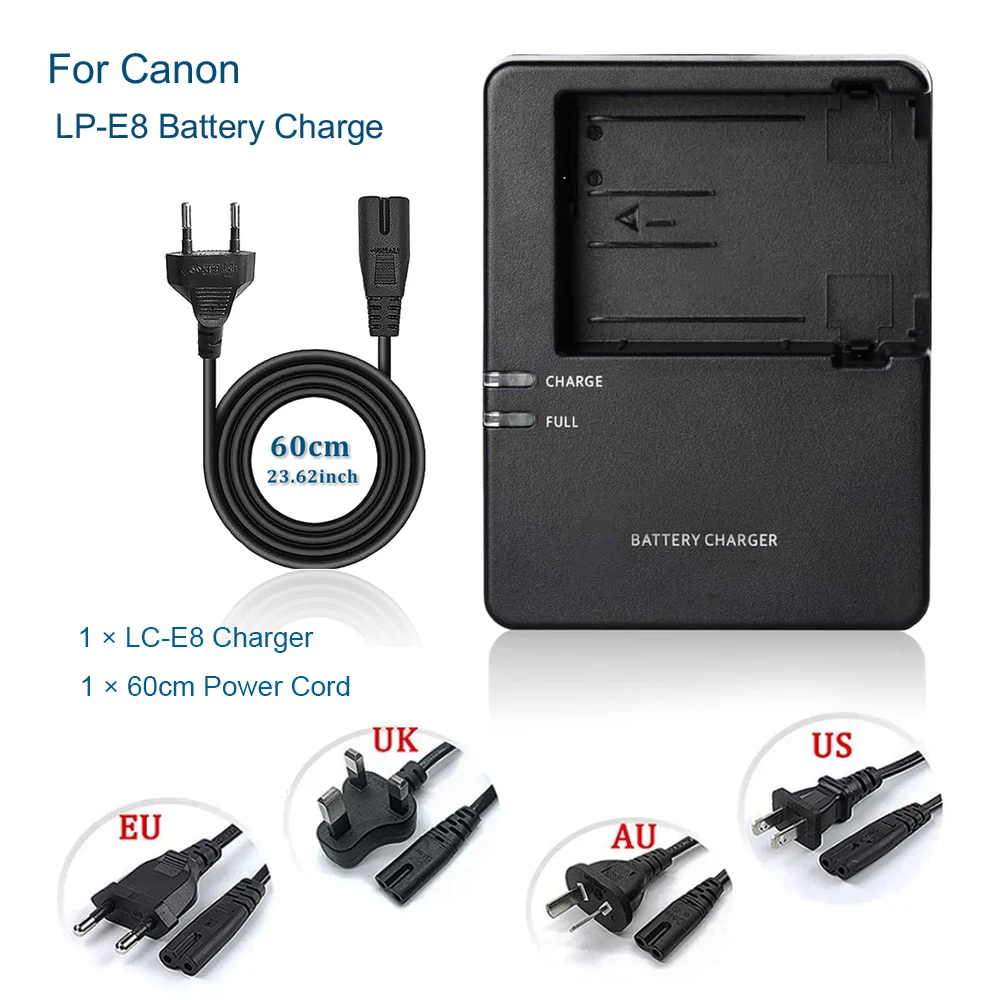 LP-E8 carregador de bateria da câmera substituir LC-E8C para canon eos 700d 650d 600d 550d rebel t2i t3i t4i t5i beijo x4 x5 x6i x7 lpe8 LC-E8