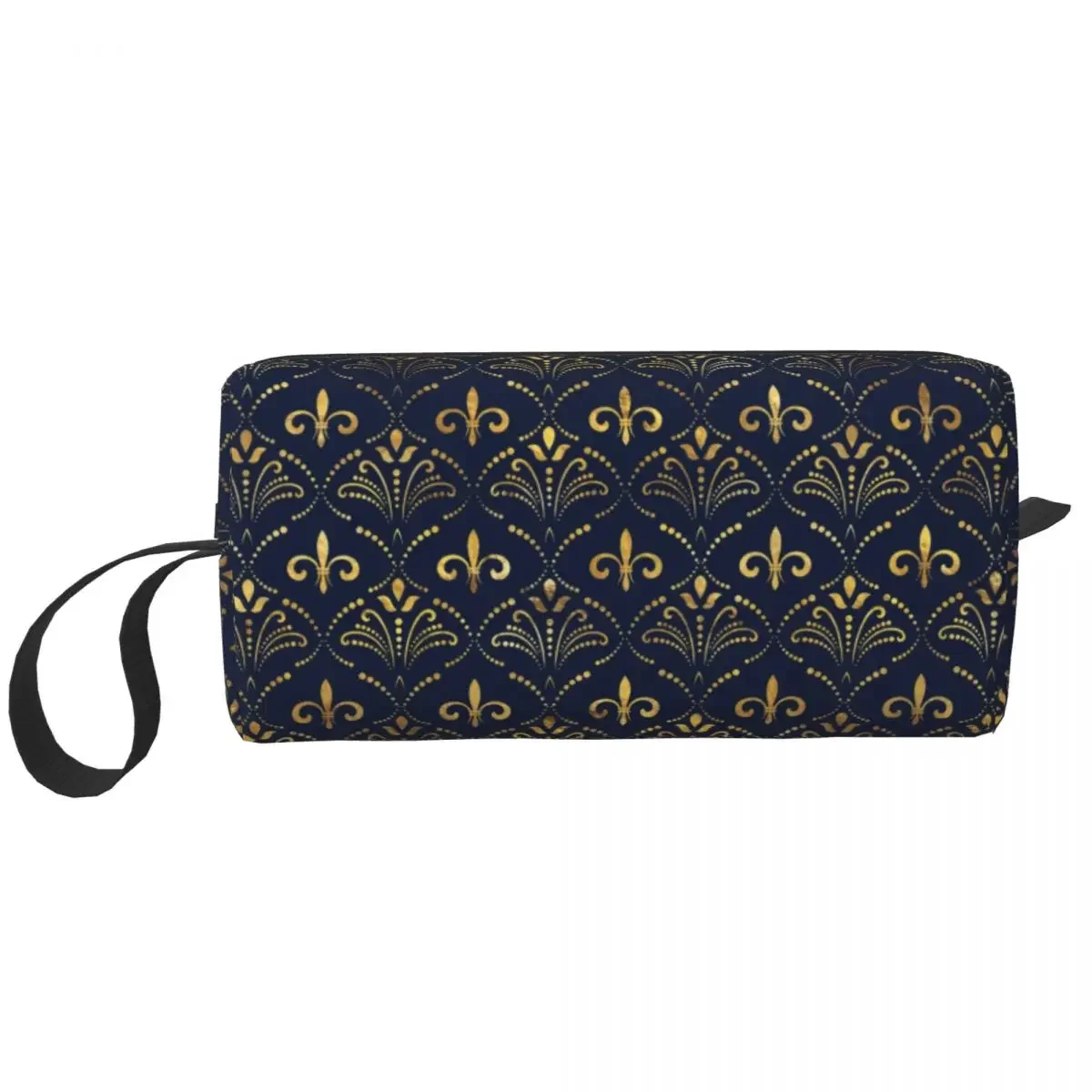 Travel Elegant Fleur-de-lis Pattern Toiletry Bag Portable Lily Flower Makeup Cosmetic Organizer for Women Storage Dopp Kit Box