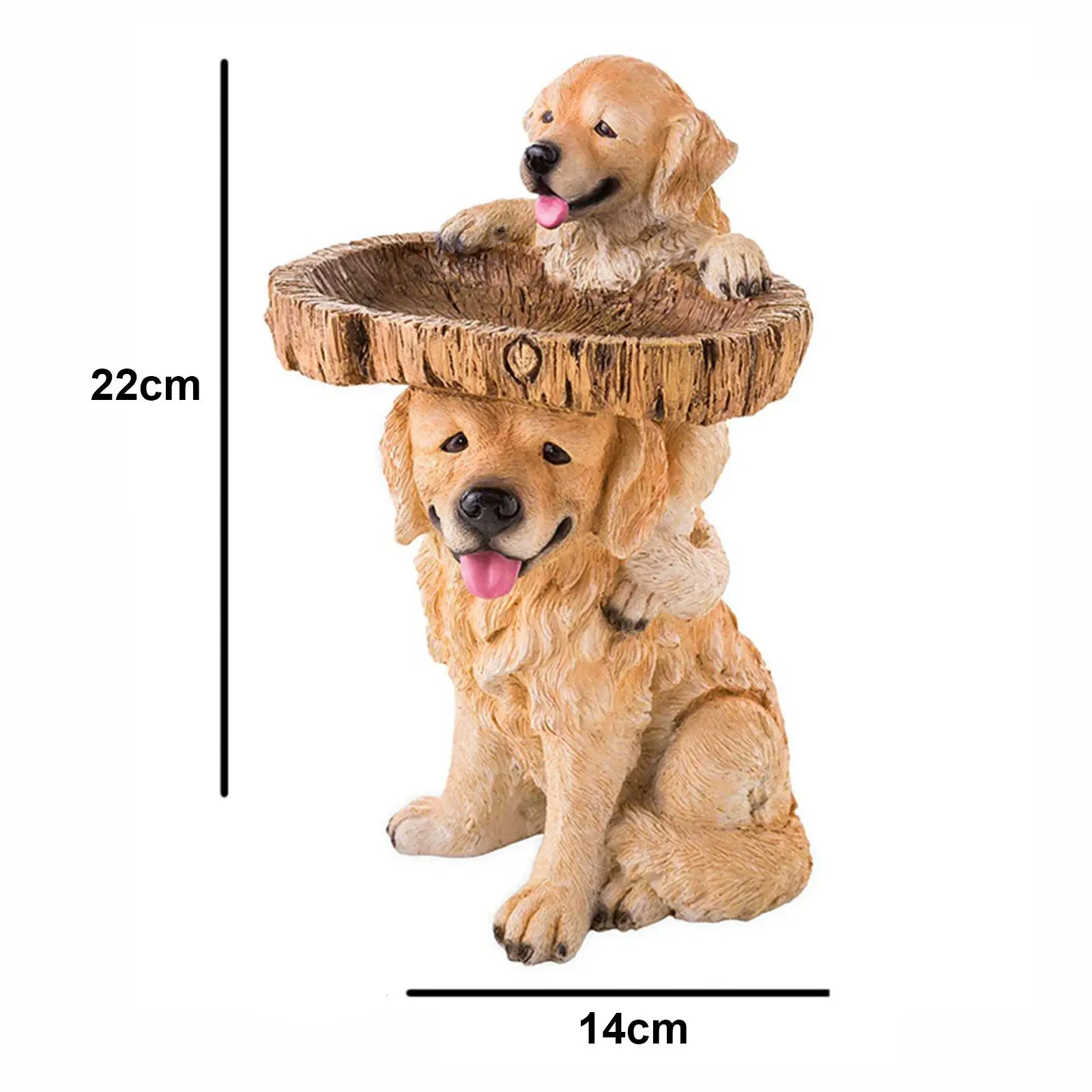 Garden Bird Bath Feeder Resin Dog Figurine Sculpture Outdoor Bowl for Fence Deck Patio Decor