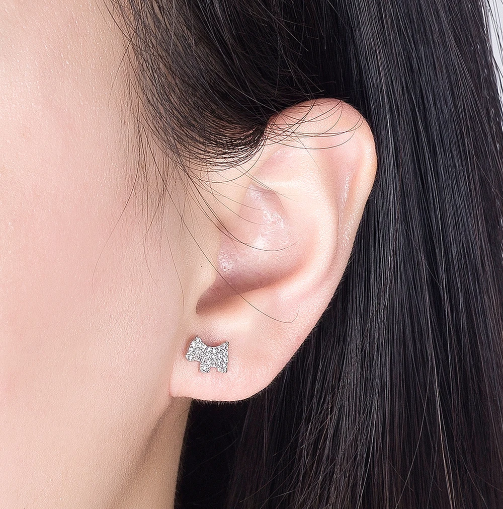 

Женские серьги из стерлингового серебра 925 пробы с рисунком собаки, украшенные блестящим цирконом, милый дизайн в виде щенка, украшения для вечеринок