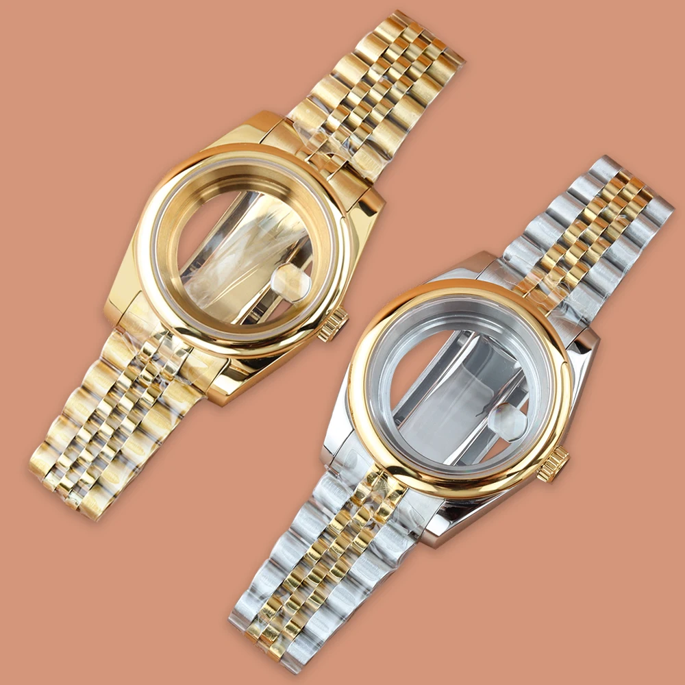 

36mm 39mm Gold NH35 Case Sapphire glass Stainless Steel For Datejust NH35 NH36 Movement 28.5mm Dial Waterproof Jubileee Bracelet