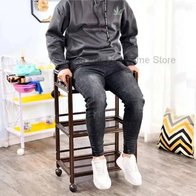 

Retro Lash Trolley Storage Cart Wheels Auxiliary Hairdresser Salon Stations Furniture Dressing Table Esthetician Rollwagen