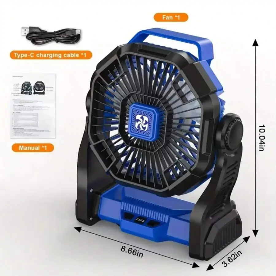 Draagbare led campinglantaarn met ventilator met 4 snelheden_voghion.com