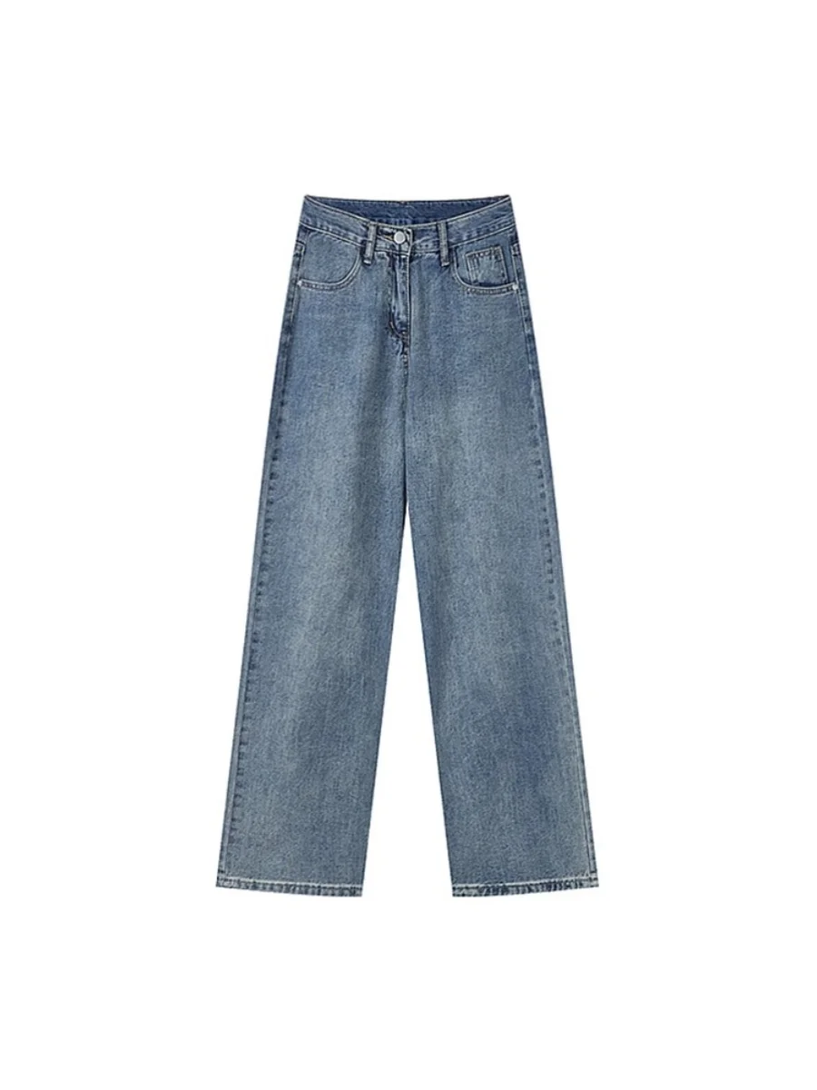 Pantalones vaqueros de pierna recta de cintura alta para mujer primavera otoño nuevo Sle talla grande pantalones largos sueltos de pierna ancha moda Vintage Waed