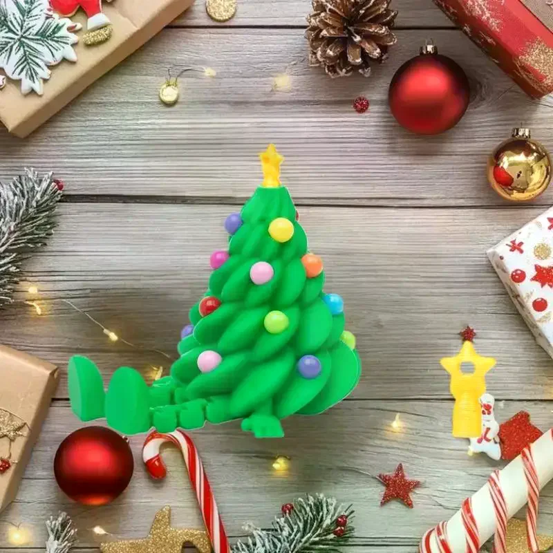 3D Printed Christmas Cute Desktop Ornaments Christmas Trees With Colorful Joints And Movable Shapes Christmas Gift Decorations
