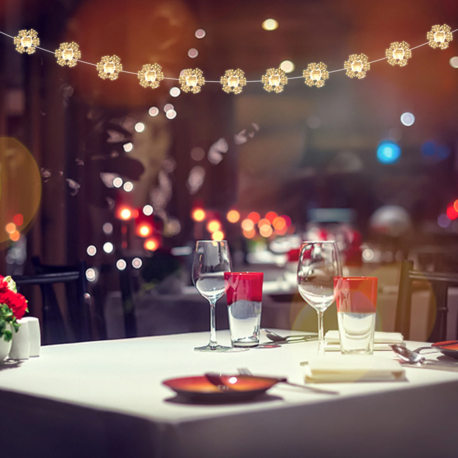 ندفة الثلج Led سلسلة ضوء قابلة لإعادة الاستخدام الأسلاك النحاسية مصباح لعيد الميلاد الديكور عيد الميلاد حفلة غرفة نوم شجرة وميض أضواء #1