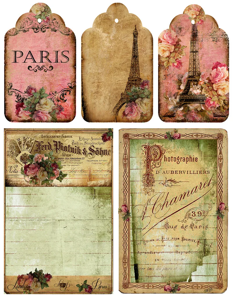 5Pcs/Pack Retro Rose Envelop Label Vintage Sticker DIY Craft Scrapbooking Album Junk Journal Decorative Stickers