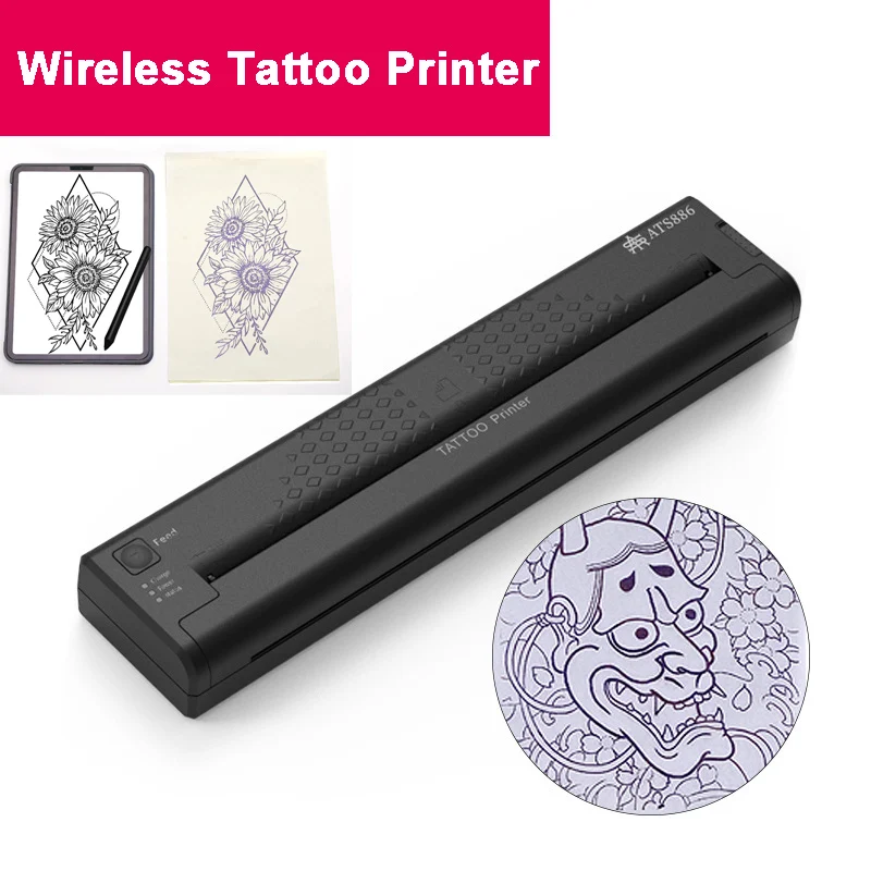 Mini Wireless Thermal Tattoo Printer Machine Thermal Stencil Copier Printer Drawing Transfer Paper Accessories for Tattoo Art