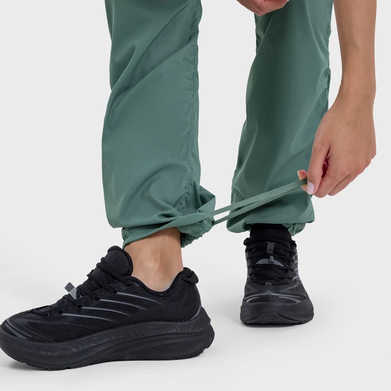 Women Sport Pants with Pockets Adjustable waist Pull String Leg Opening Straight Quick Dry Casual Commuting Running Fitness Pant