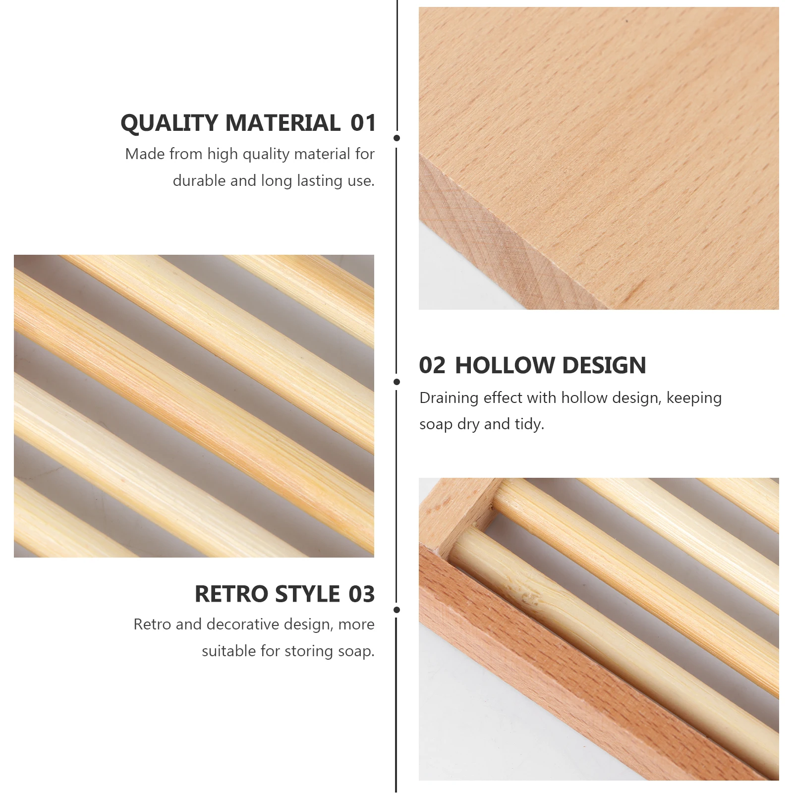 

Wooden Soap Tray Retro Design Easy Clean Draining Hollow Shower Bathroom Bathtub Counter Kitchen Storage Box