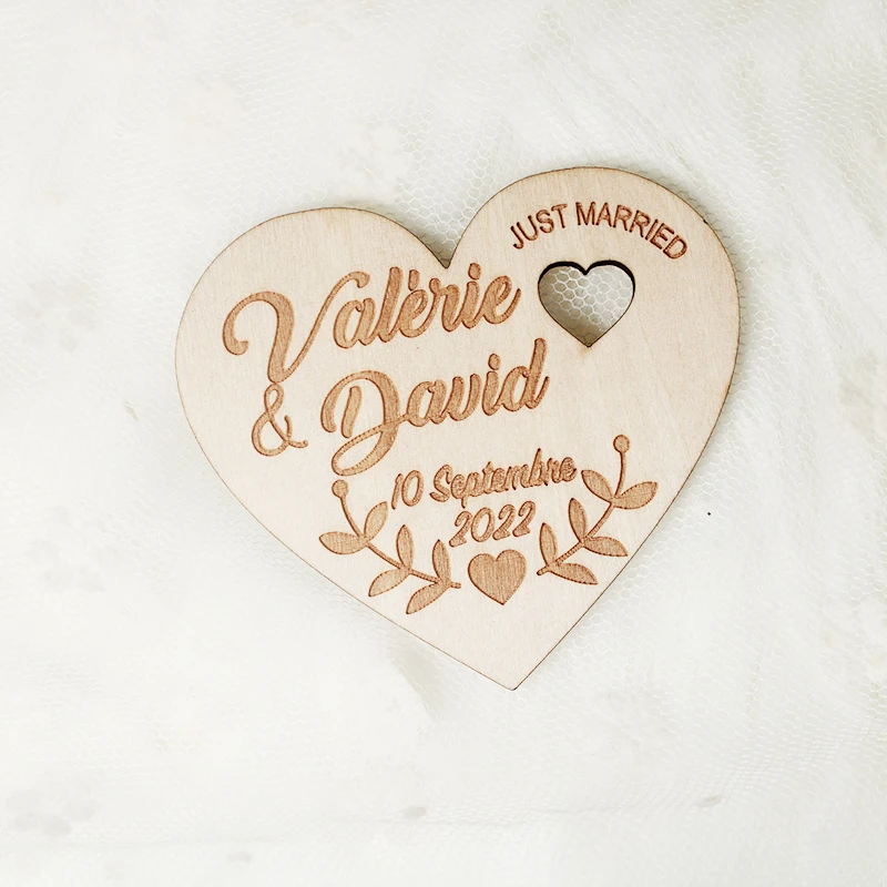 Personalized Wedding Laser Heart Save the Date Magnets,Custom wood rustic save the date,party favors gifts