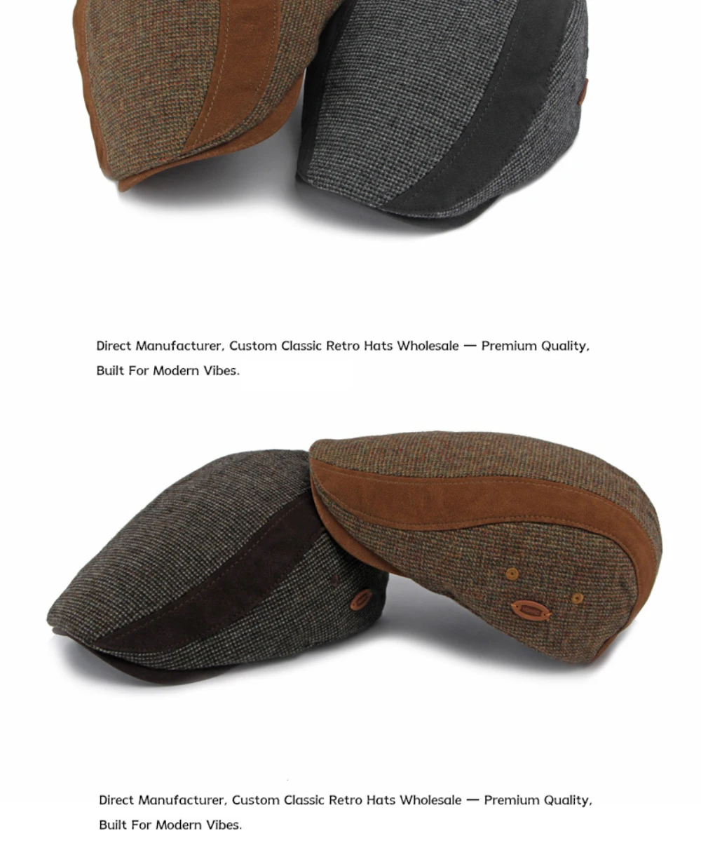 HT5165 Herren- und Damen-Baskenmütze, Künstlermütze, Wollmütze, dicke, warme Ivy-Flatcap, mit Fleece gefüttert, für Herbst und Winter. – Detail 8