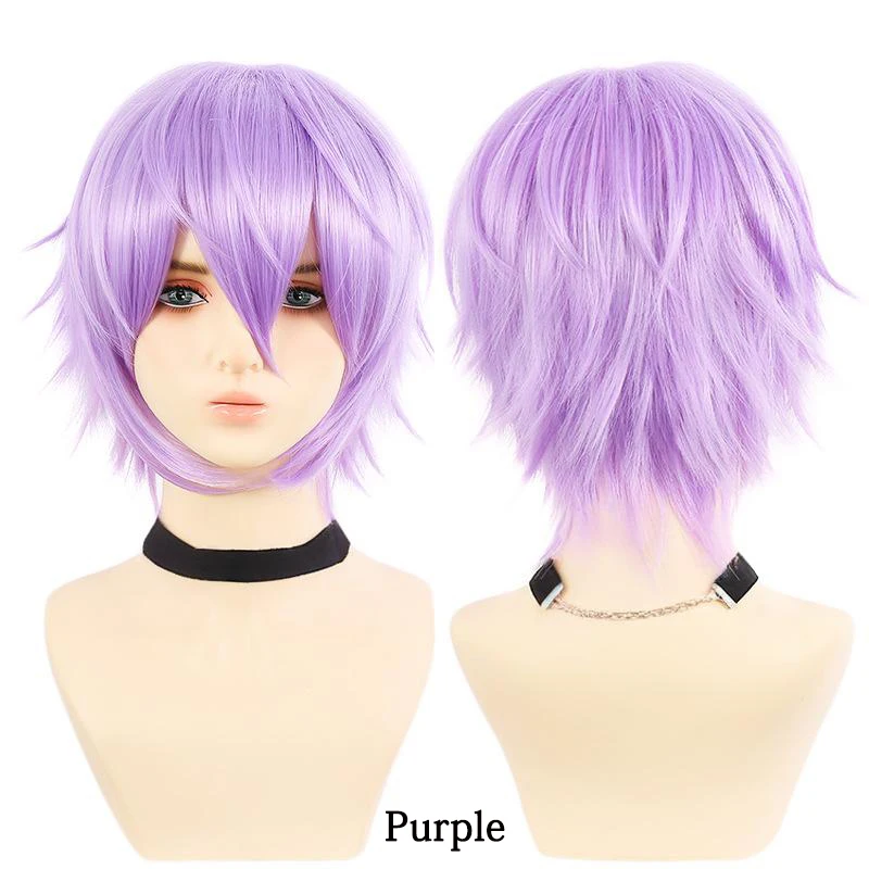 12-Inch Unisex Anime Cosplay Synthetic Hair, Colorful Anti-Curl, Halloween Carnival, Daily Party Performance, Wig Harajuku Style