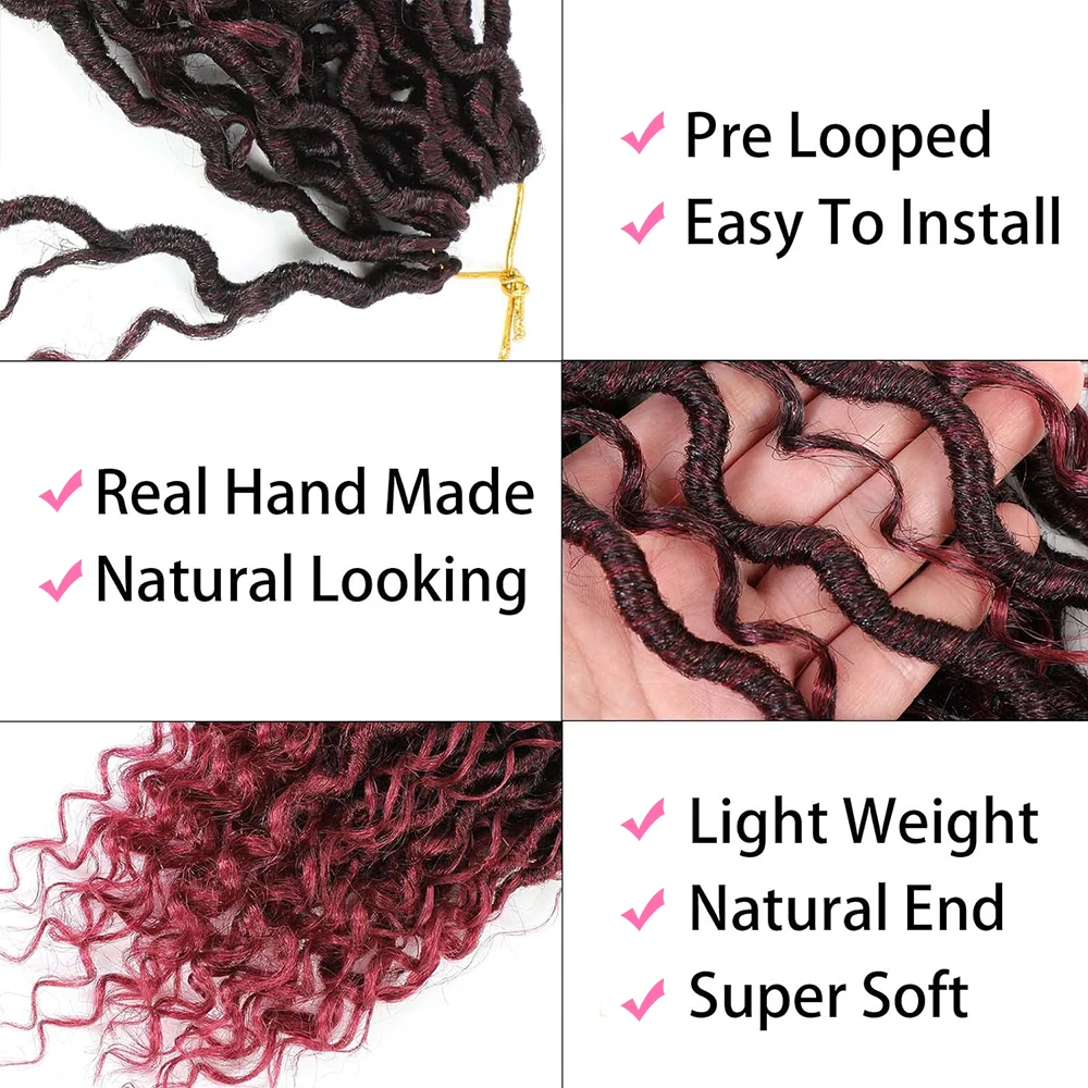 1/8 팩 곱슬 가발 크로셰 헤어 여신 스타일 크로셰 헤어, 히피 스타일, 보헤미안 스타일 합성 브레이드 헤어 익스텐션