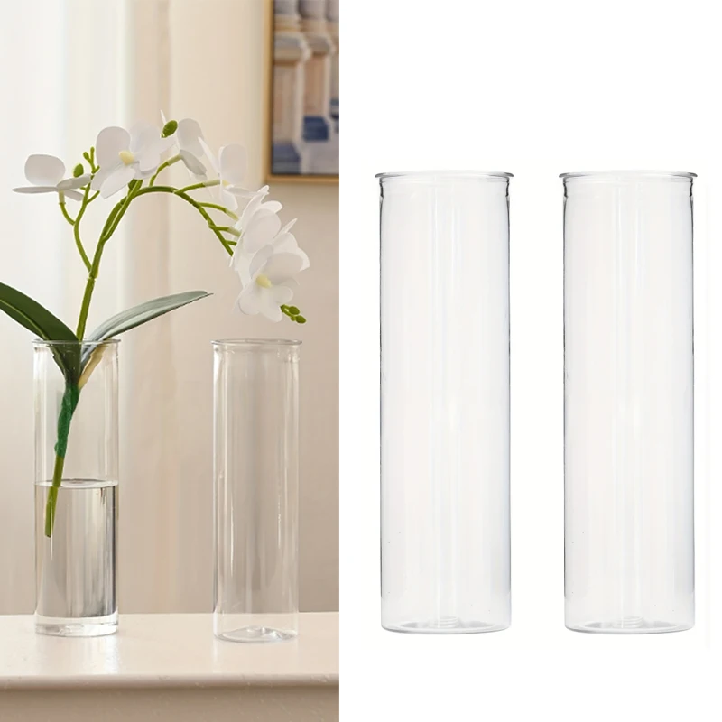Blumenvase, Heimdekoration, transparente Zylindervase aus Kunststoff für Partys, Hochzeiten, Weihnachten, Neujahr, Festdekoration, 18 x 5,5 cm