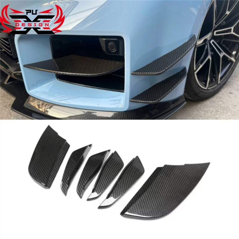 For BMW M2 G87 Dry Carbon Fiber 6 Pieces AC Style Front Canards Front Bumper Spoiler Body kit